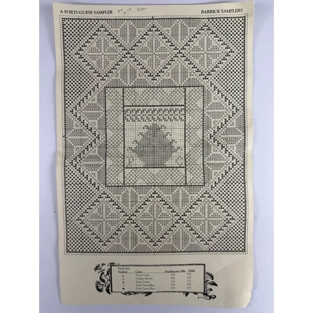 Kathy Barrick Cross Stitch Chart Kit A Portuguese Sampler Vintage 2000 Linen WIP